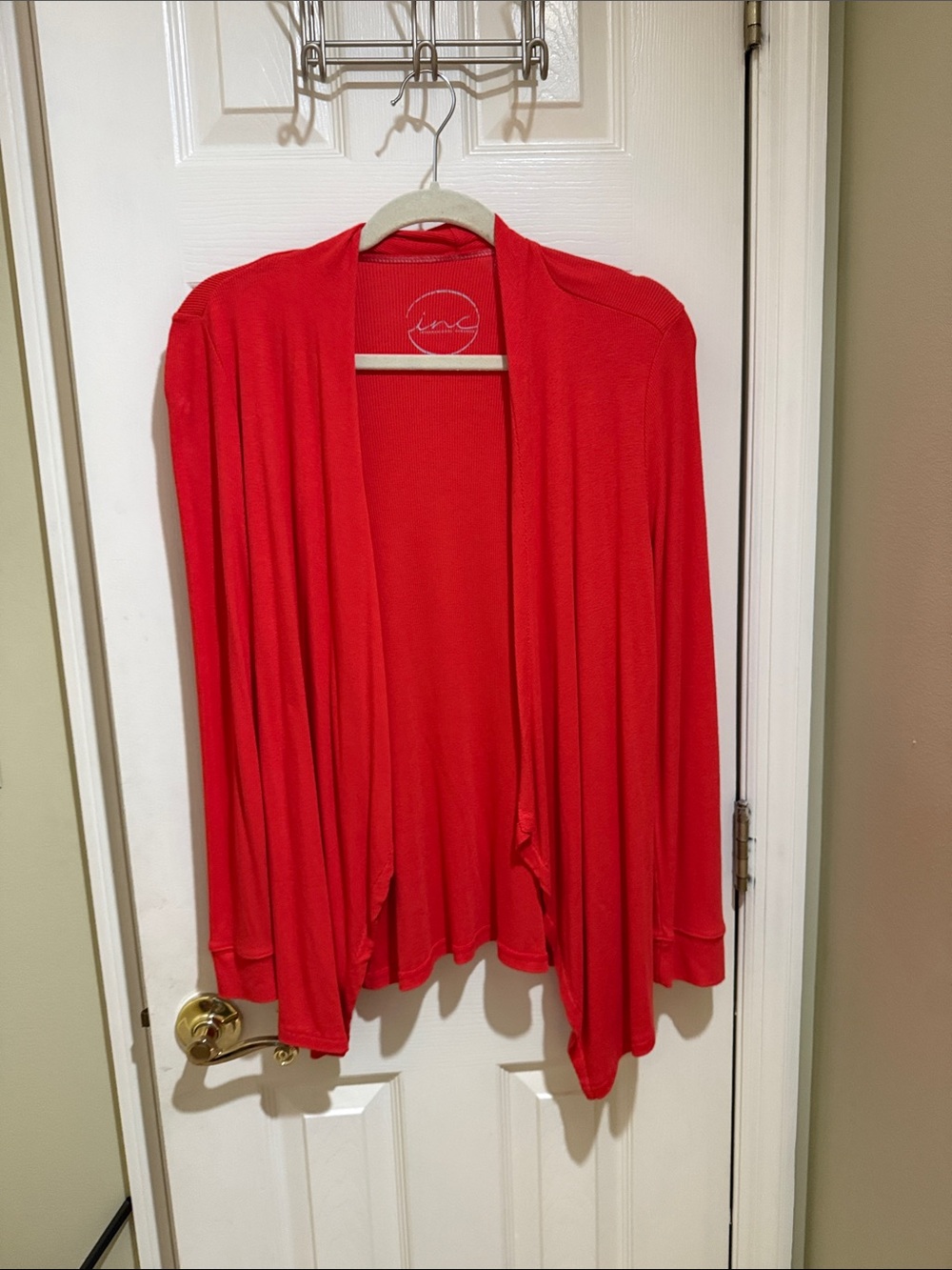 INC International Concepts Bright Red Open-Front Cardigan